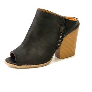 Black Wedge Mule Booties